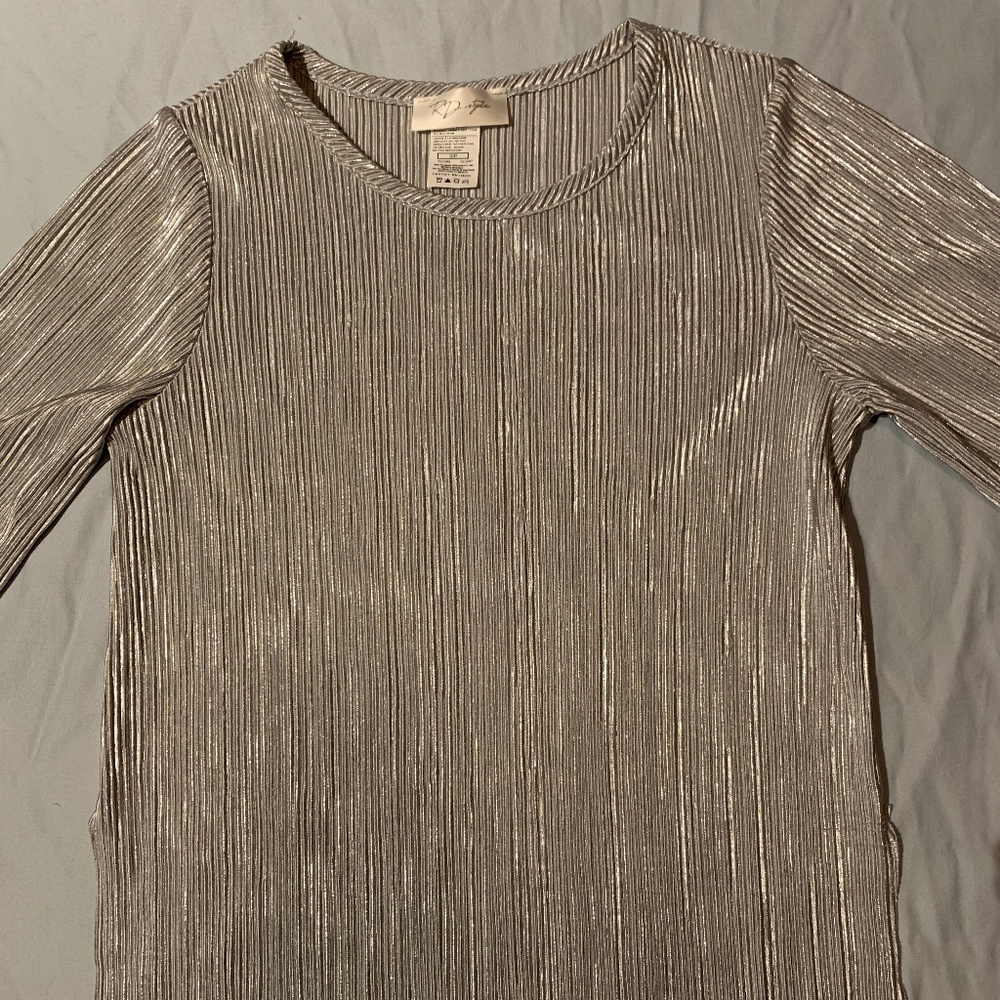 metallic silver top